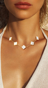 Eternal Gold Dipped Clover Necklace - White